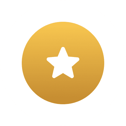 A gold star in the middle of a circle.