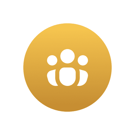 A yellow circle with a group of people in it.